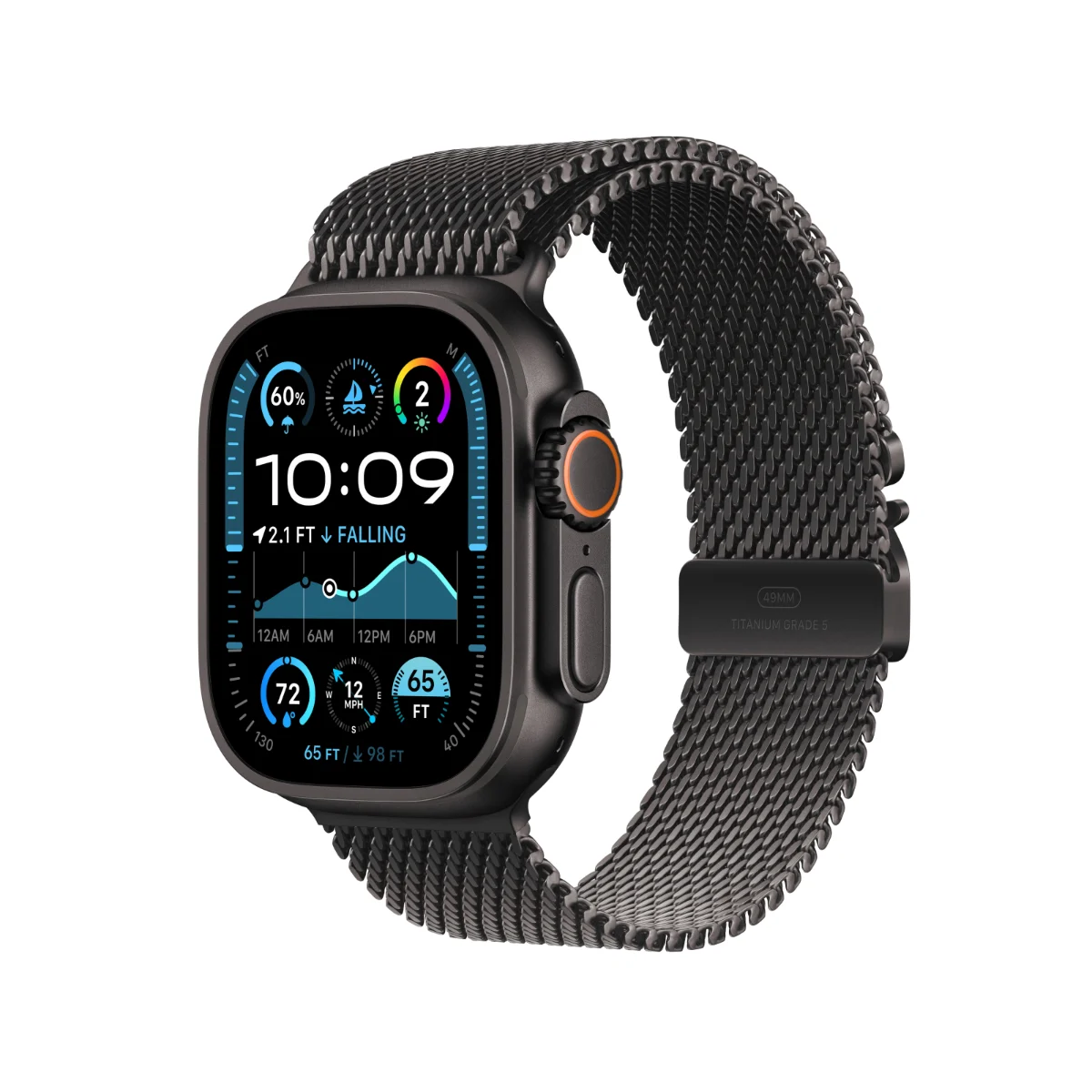 Apple Watch Ultra 2 Black Titanium Case with Black Titanium Milanese Loop - S